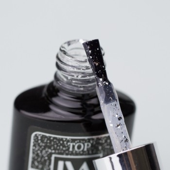 Изображение IVA nails | Топ глянцевый с серебряной поталью SILVER FLARES, 8мл